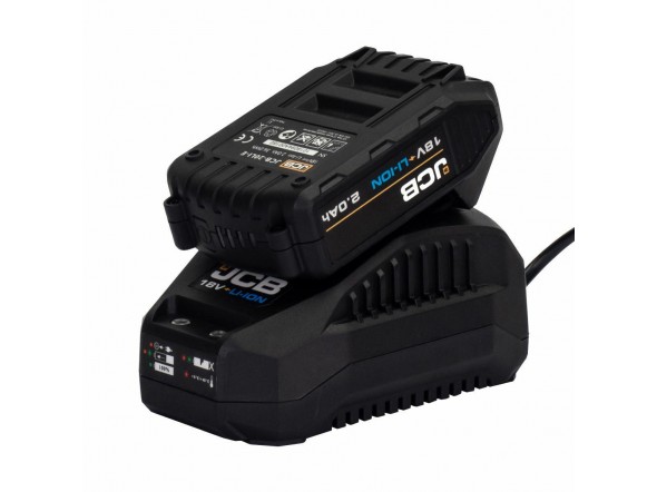 Дриль-шуруповерт акумуляторний (JCB-18CD-BE) 18V, max 45Nm в комплекті із зарядним пристроєм (JCB-18VFC-E) 2.4A та батареєю акумуляторною (JCB-20LI-E) 2.0AH JCB-18CD-2XB-E