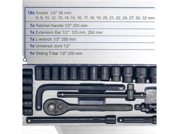 Набір інструментів 24пр. 1/2" (6гр.) Scheppach SCH-4245B-5MPB